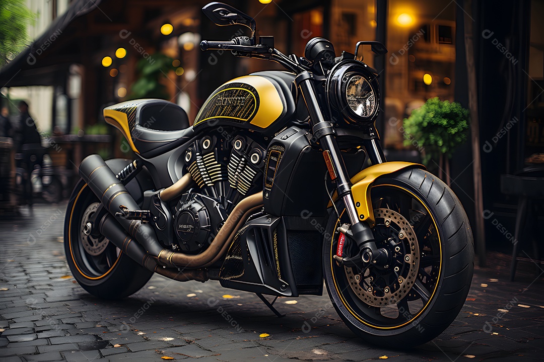 Detalhes de uma moto esportiva parada