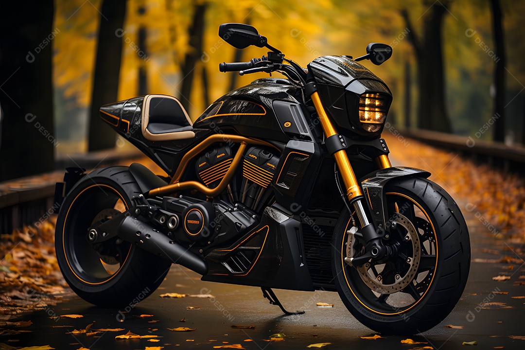 Detalhes de uma moto esportiva parada