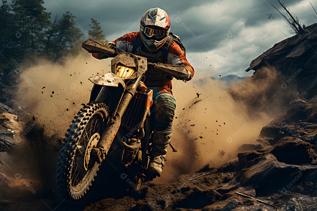 Piloto de motocross na corrida