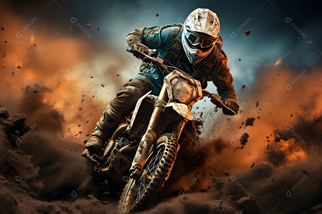 Piloto de motocross na corrida