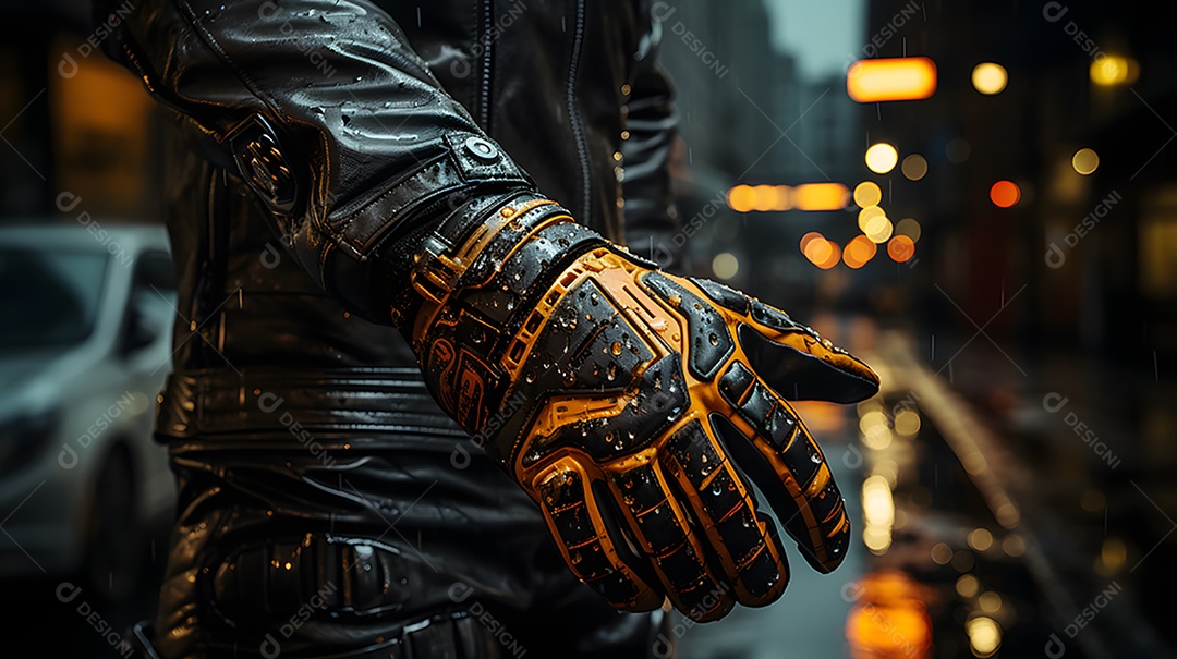 Detalhes de uma luva de motoqueiro
