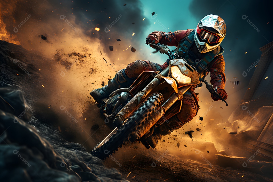 Piloto de motocross na corrida