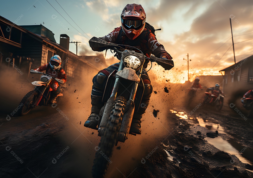 Piloto de motocross na corrida