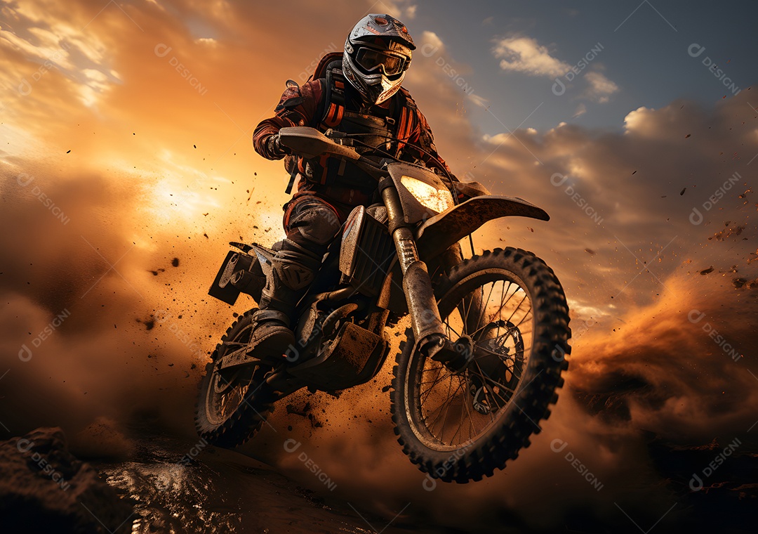 Piloto de motocross na corrida