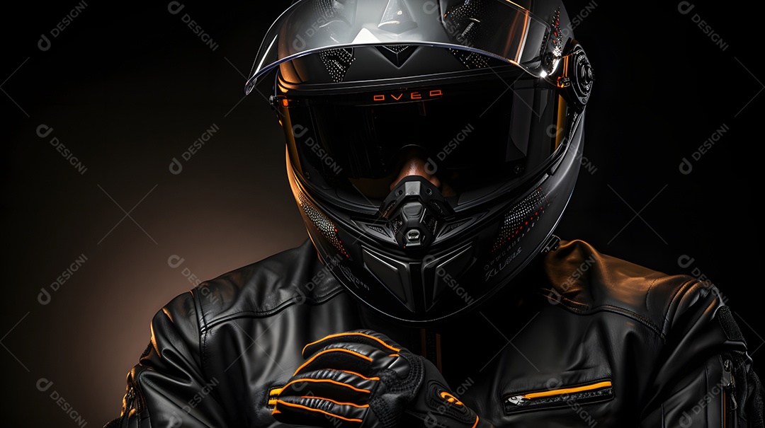 Detalhes da roupa de um motoqueiro