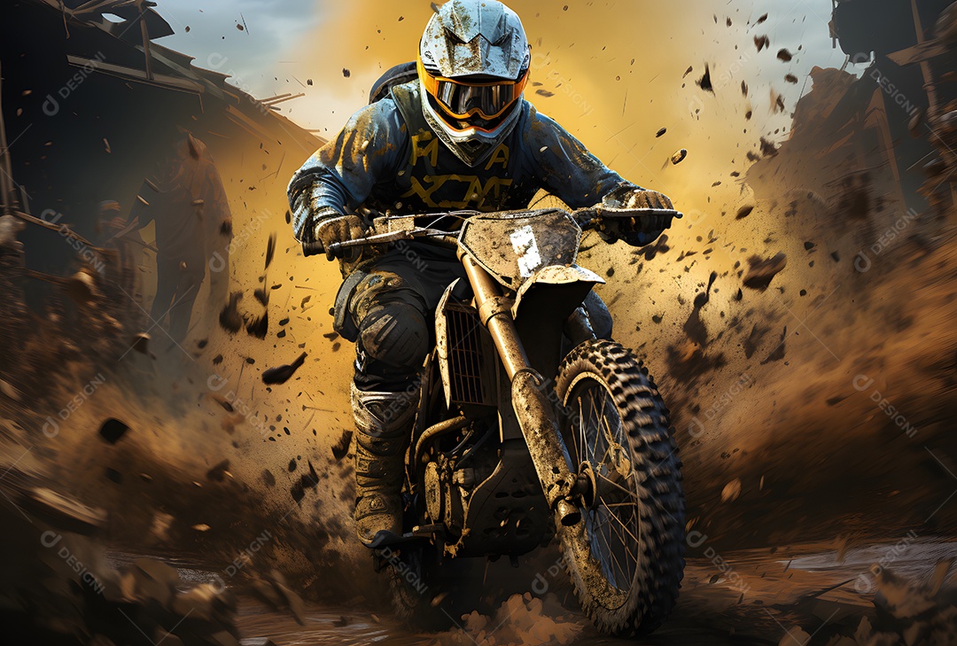 Piloto de motocross na corrida