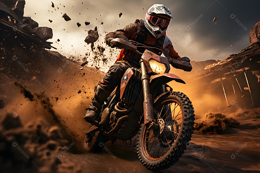 Piloto de motocross na corrida