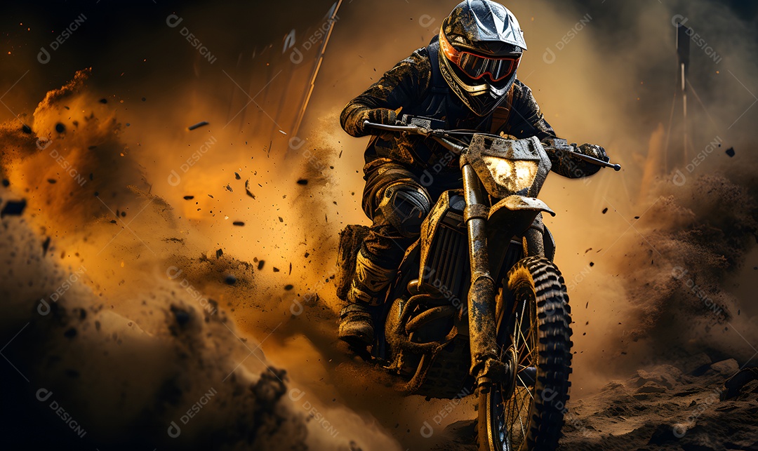 Piloto de motocross na corrida