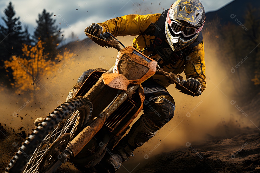 Piloto de motocross na corrida