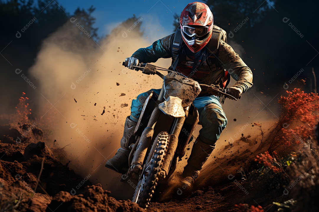 Piloto de motocross na corrida