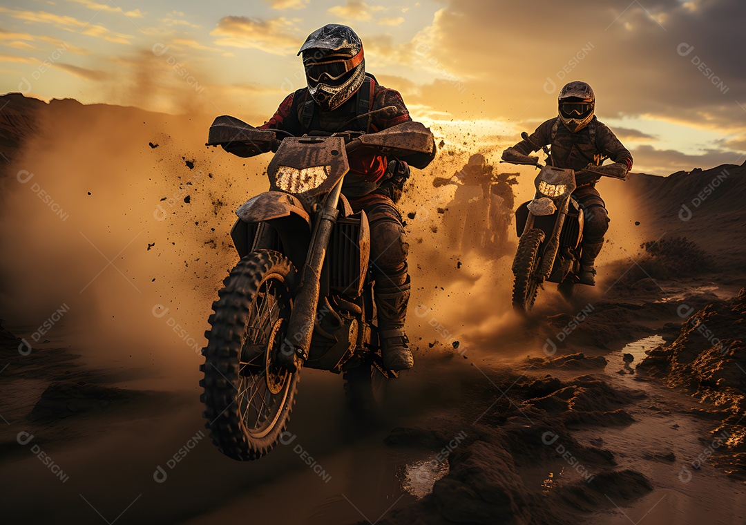 Piloto de motocross na corrida