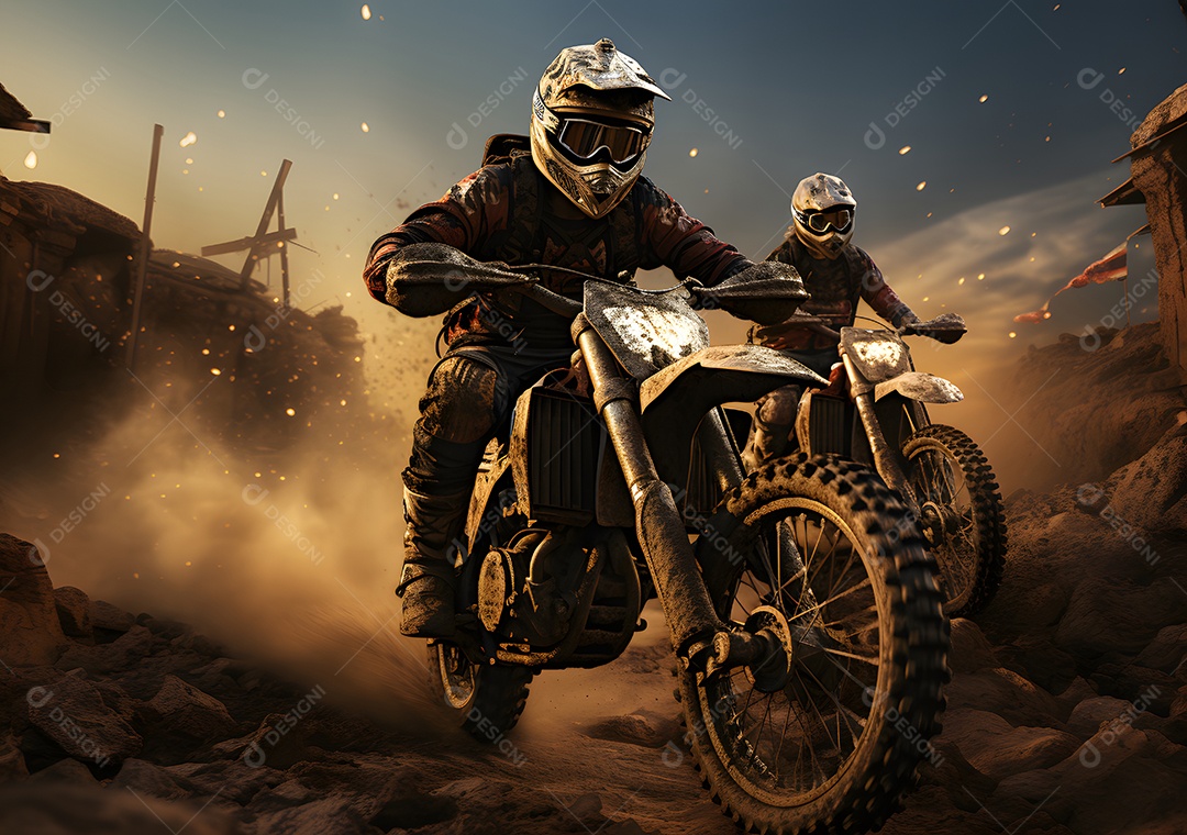 Piloto de motocross na corrida