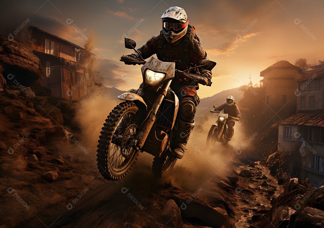 Piloto de motocross na corrida