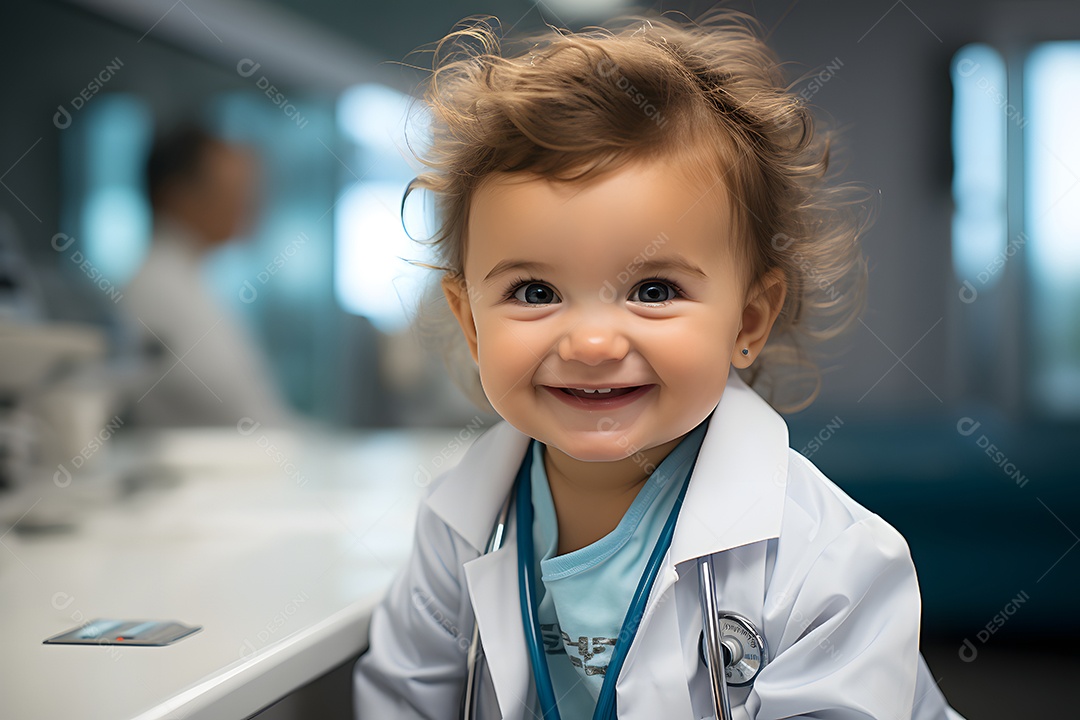 Lindo bebê no consultório do pediatra