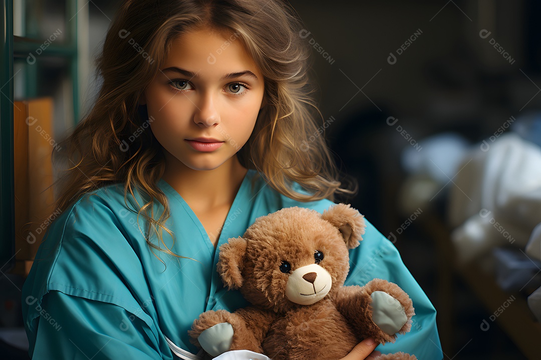 Linda menina no consultório do pediatra