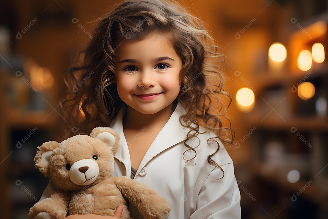 Linda menina no consultório do pediatra