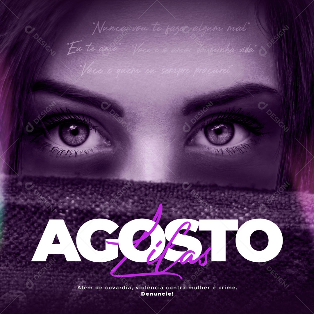Social Media Agosto Lilás Denuncie PSD Editável