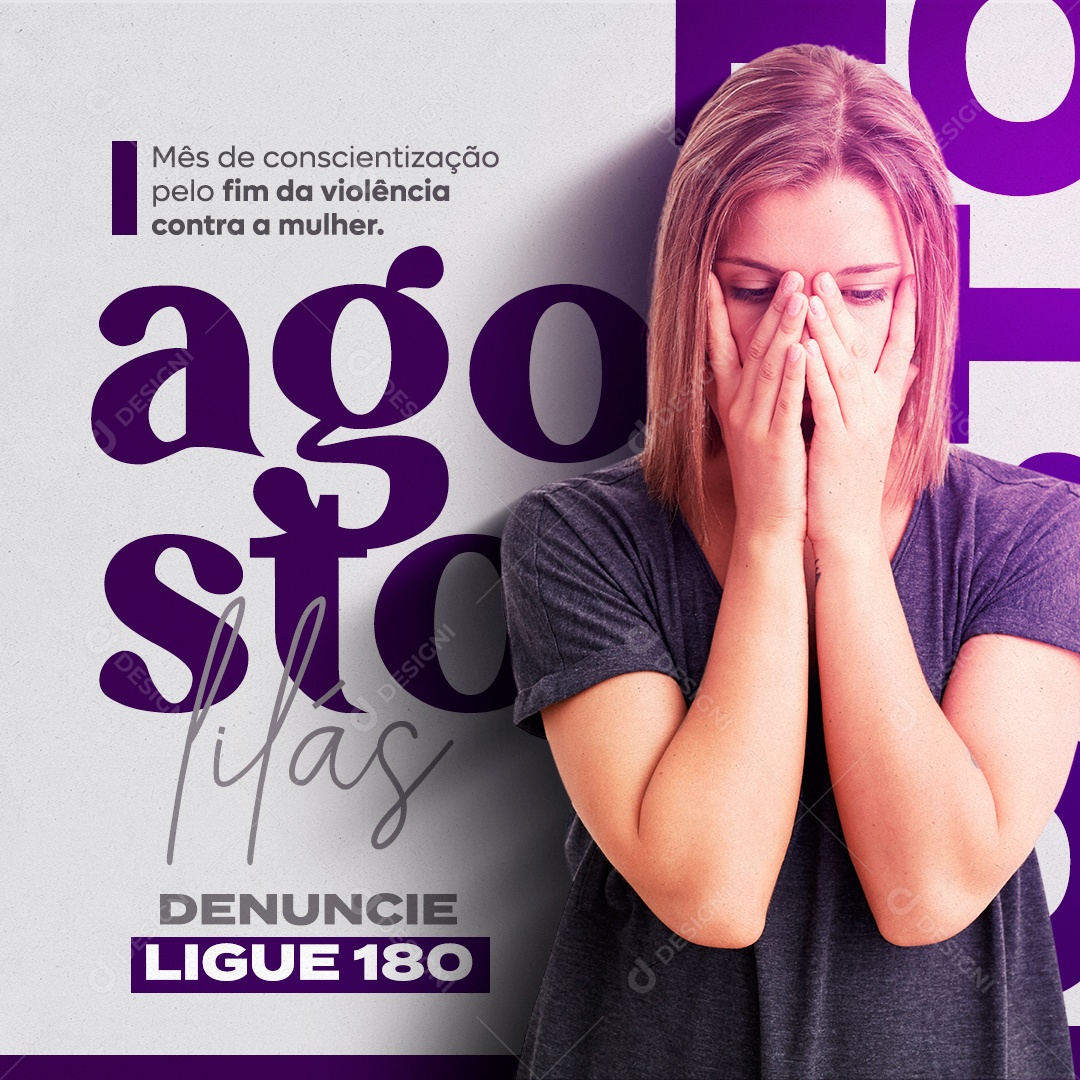Violência Contra a Mulher Agosto lilás Social Media PSD Editável