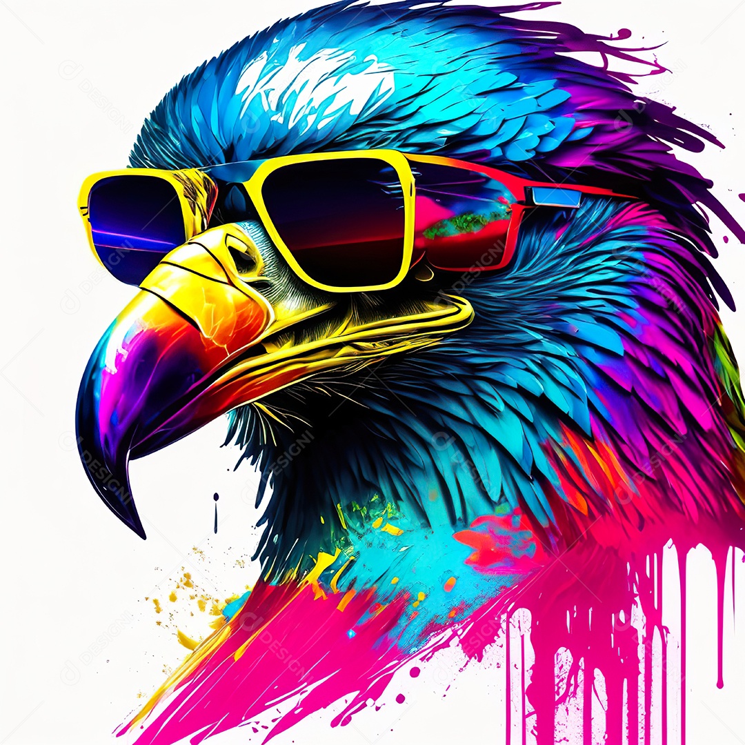 Águia colorida sem fundo está usando um par