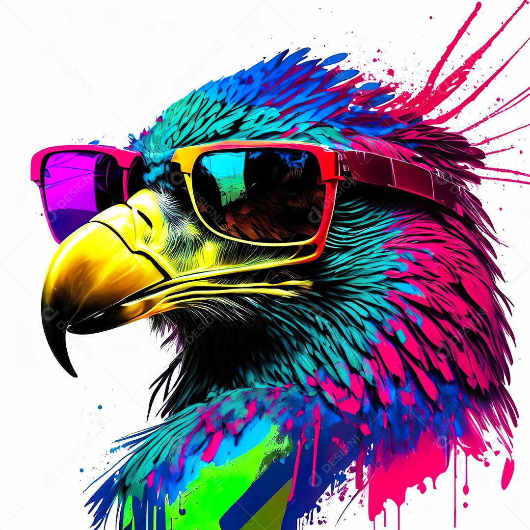 Águia colorida sem fundo está usando um par