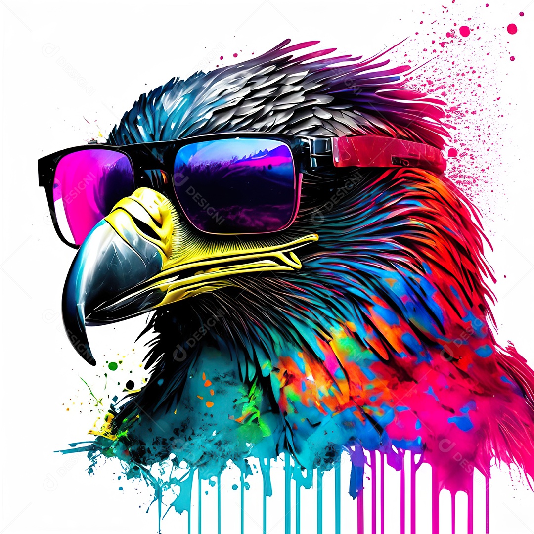 Águia colorida sem fundo está usando um par