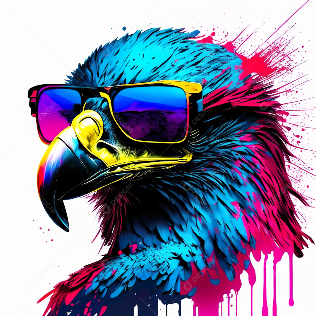 Águia colorida sem fundo está usando um par