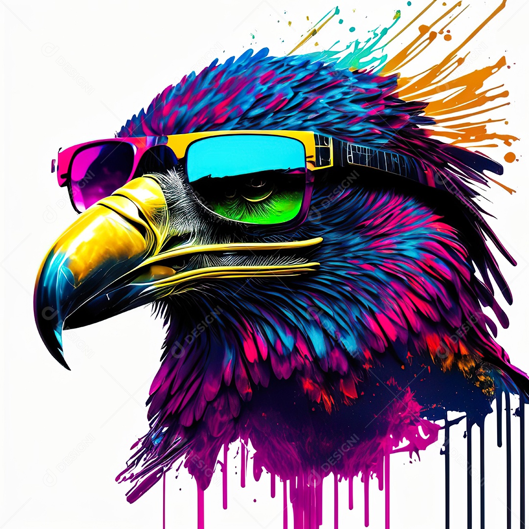 Águia colorida sem fundo está usando um par