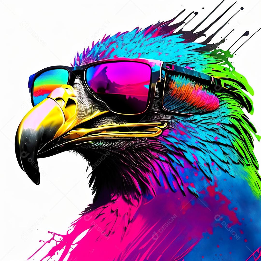 Águia colorida sem fundo está usando um par