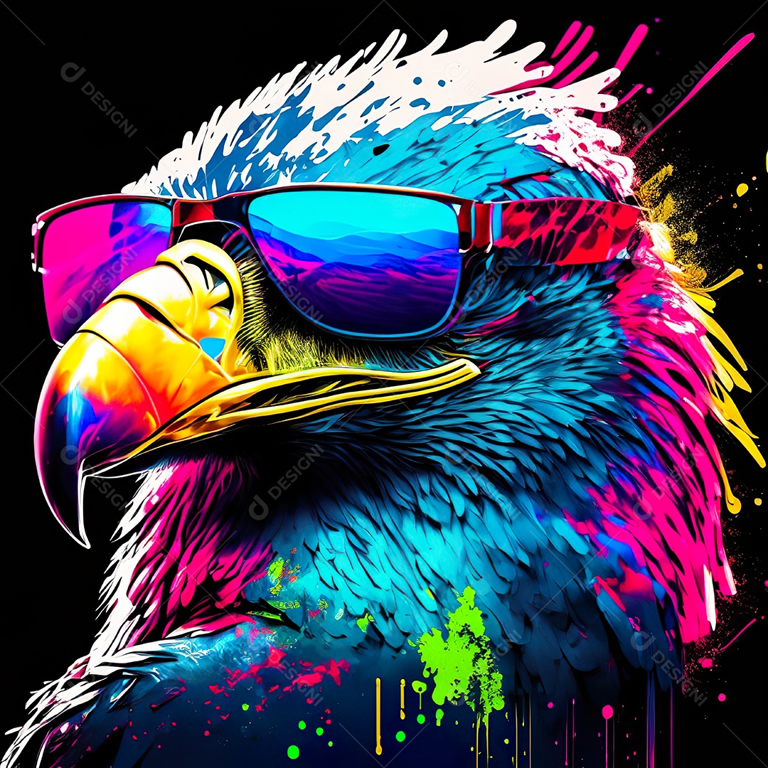 Águia colorida sem fundo está usando um par