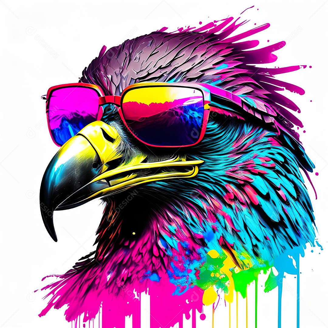 Águia colorida sem fundo está usando um par
