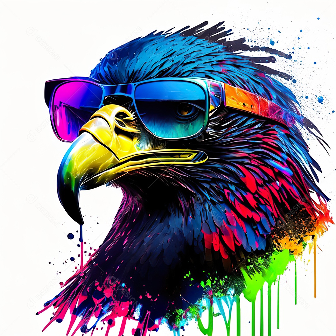 Águia colorida sem fundo está usando um par