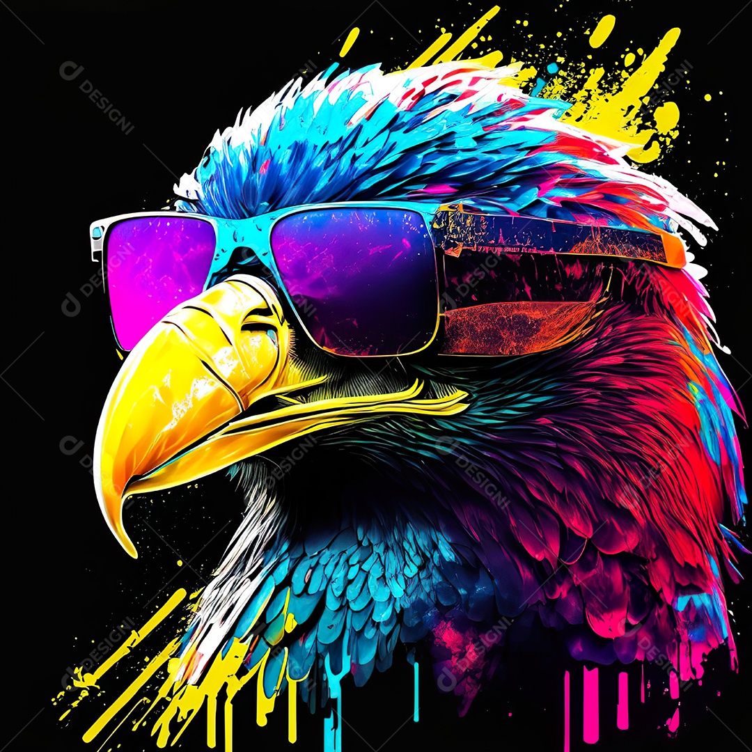 Águia colorida sem fundo está usando um par