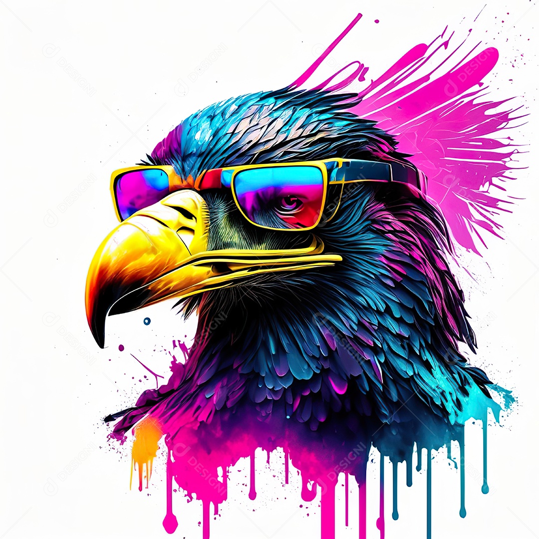 Águia colorida sem fundo está usando um par