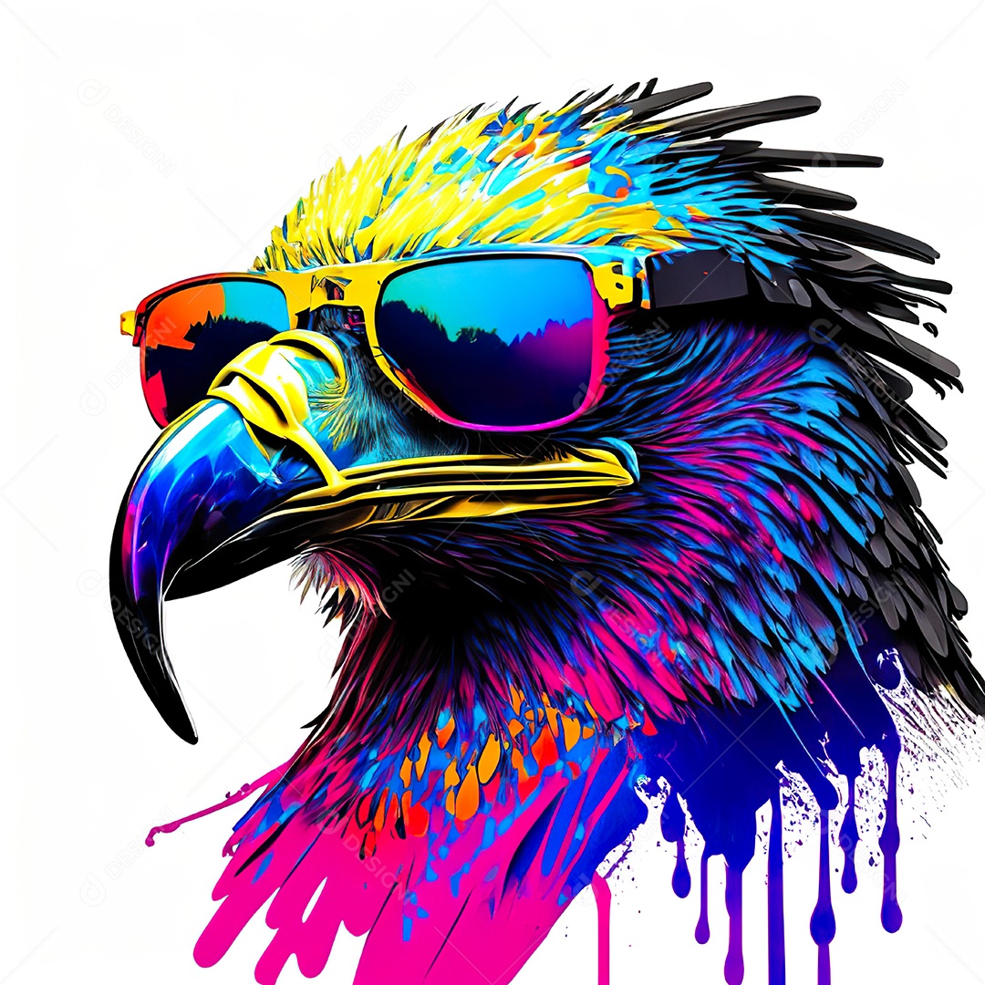 Águia colorida sem fundo está usando um par