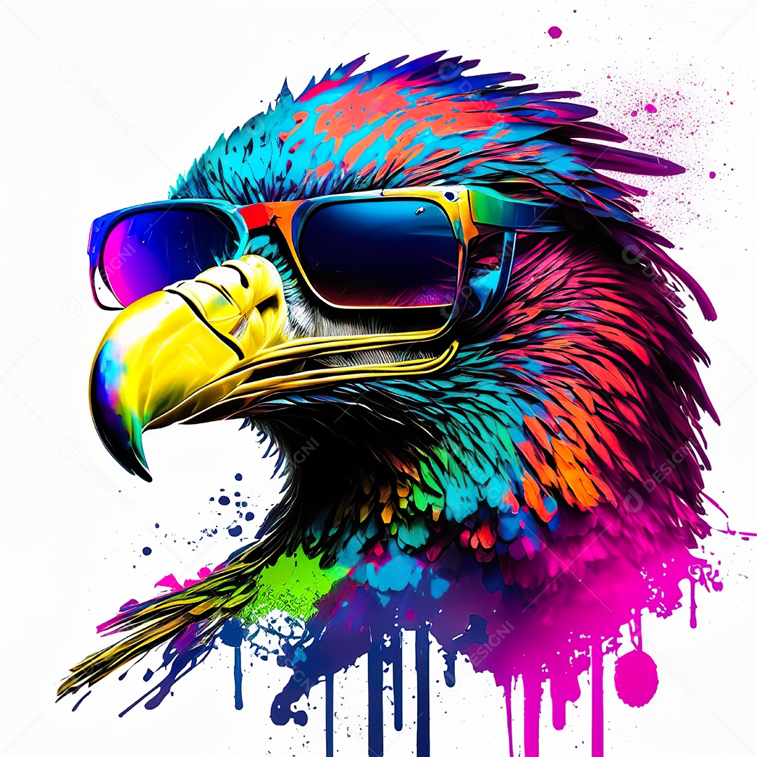 Águia colorida sem fundo está usando um par