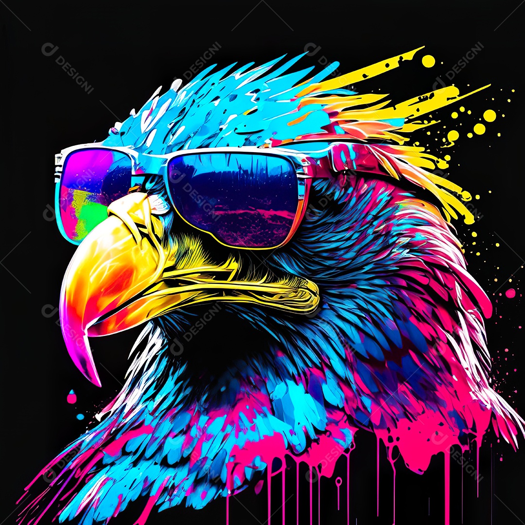 Águia colorida sem fundo está usando um par