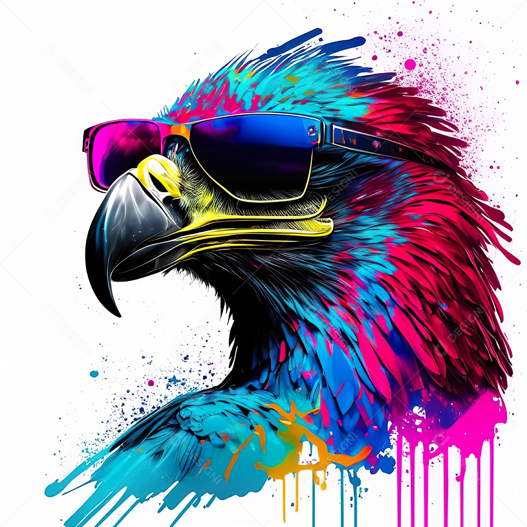 Águia colorida sem fundo está usando um par