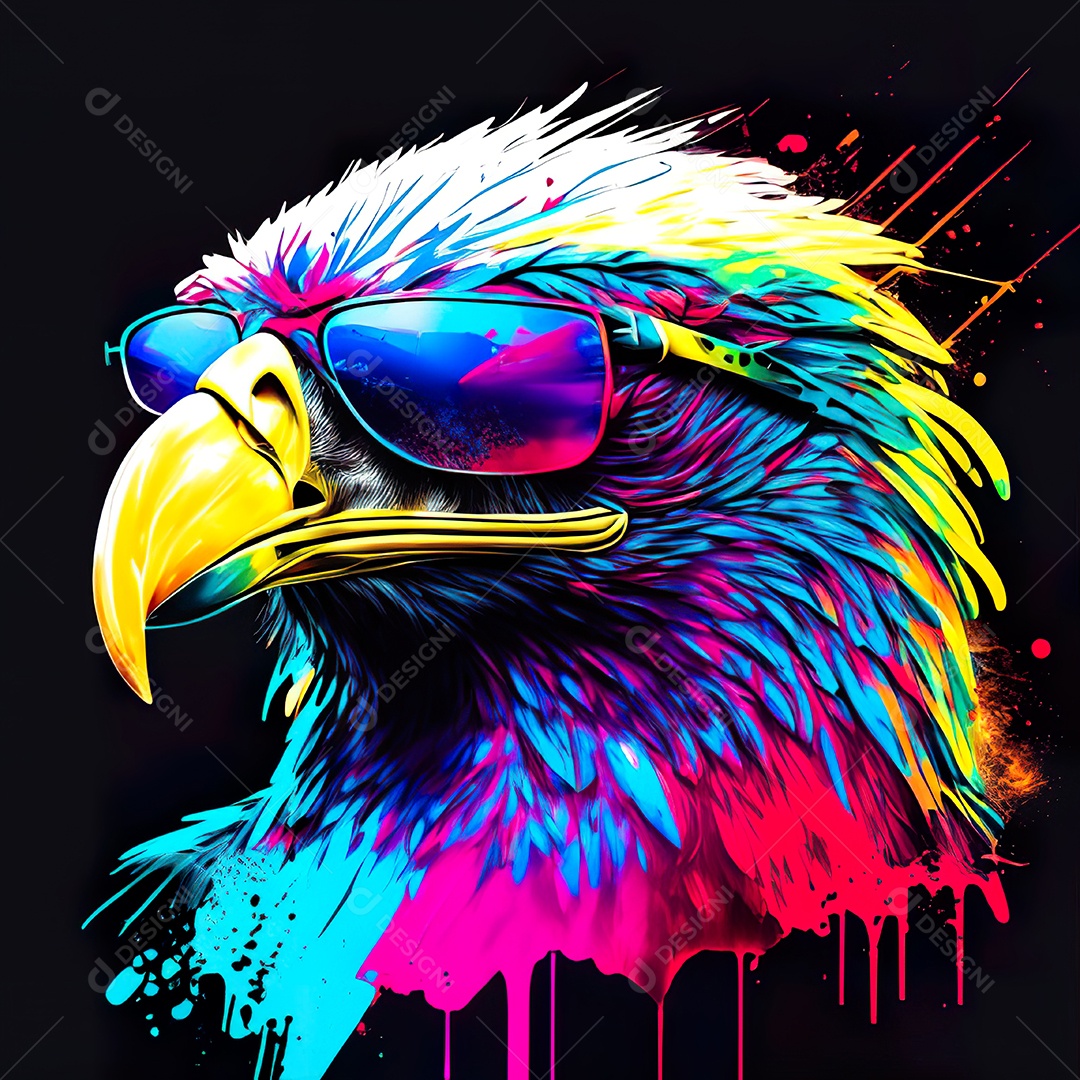 Águia colorida sem fundo está usando um par