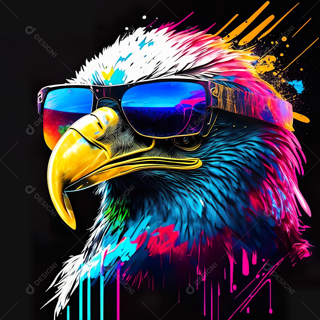 Águia colorida sem fundo está usando um par