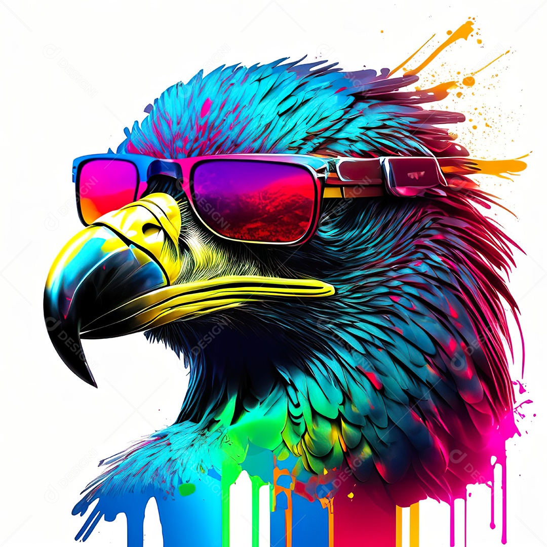 Águia colorida sem fundo está usando um par