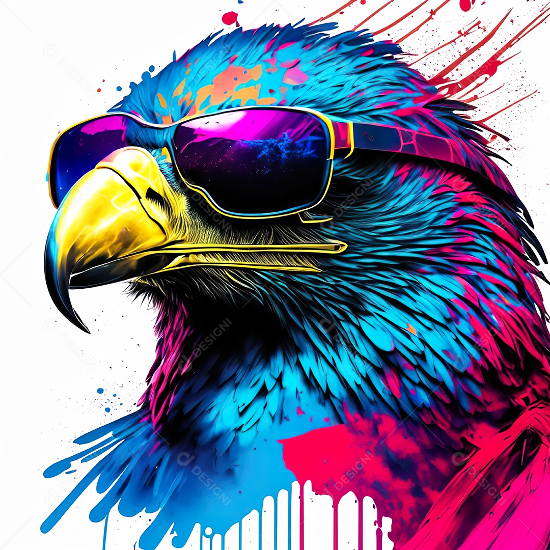 Águia colorida sem fundo está usando um par