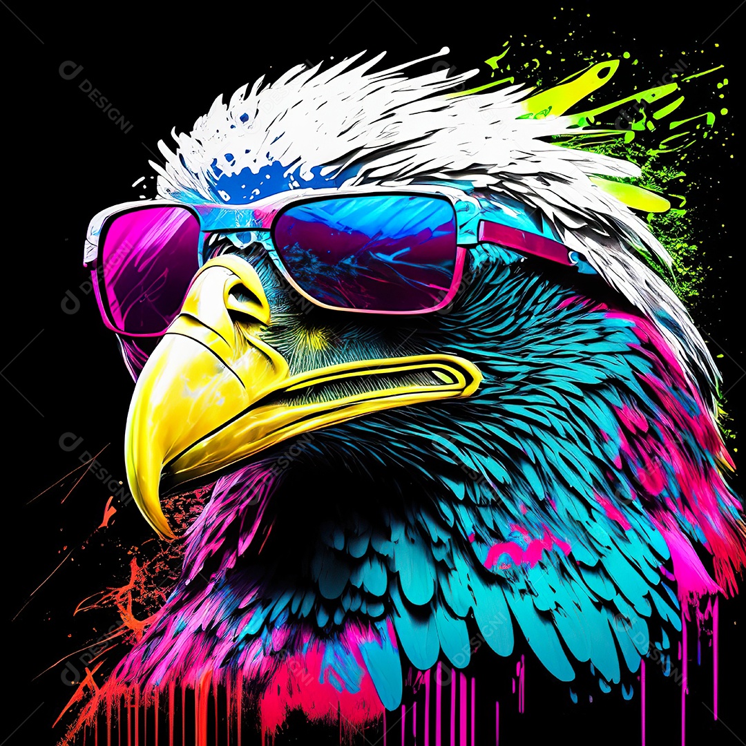 Águia colorida sem fundo está usando um par