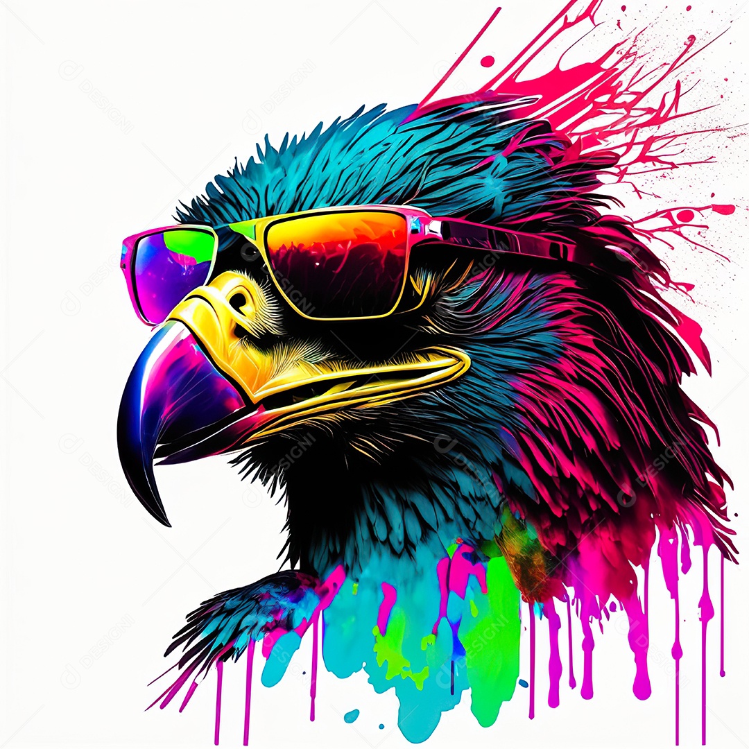 Águia colorida sem fundo está usando um par