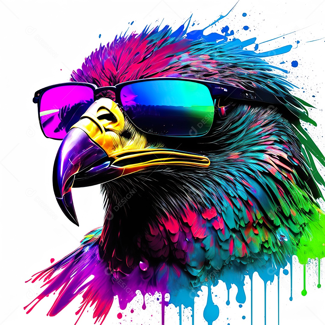 Águia colorida sem fundo está usando um par