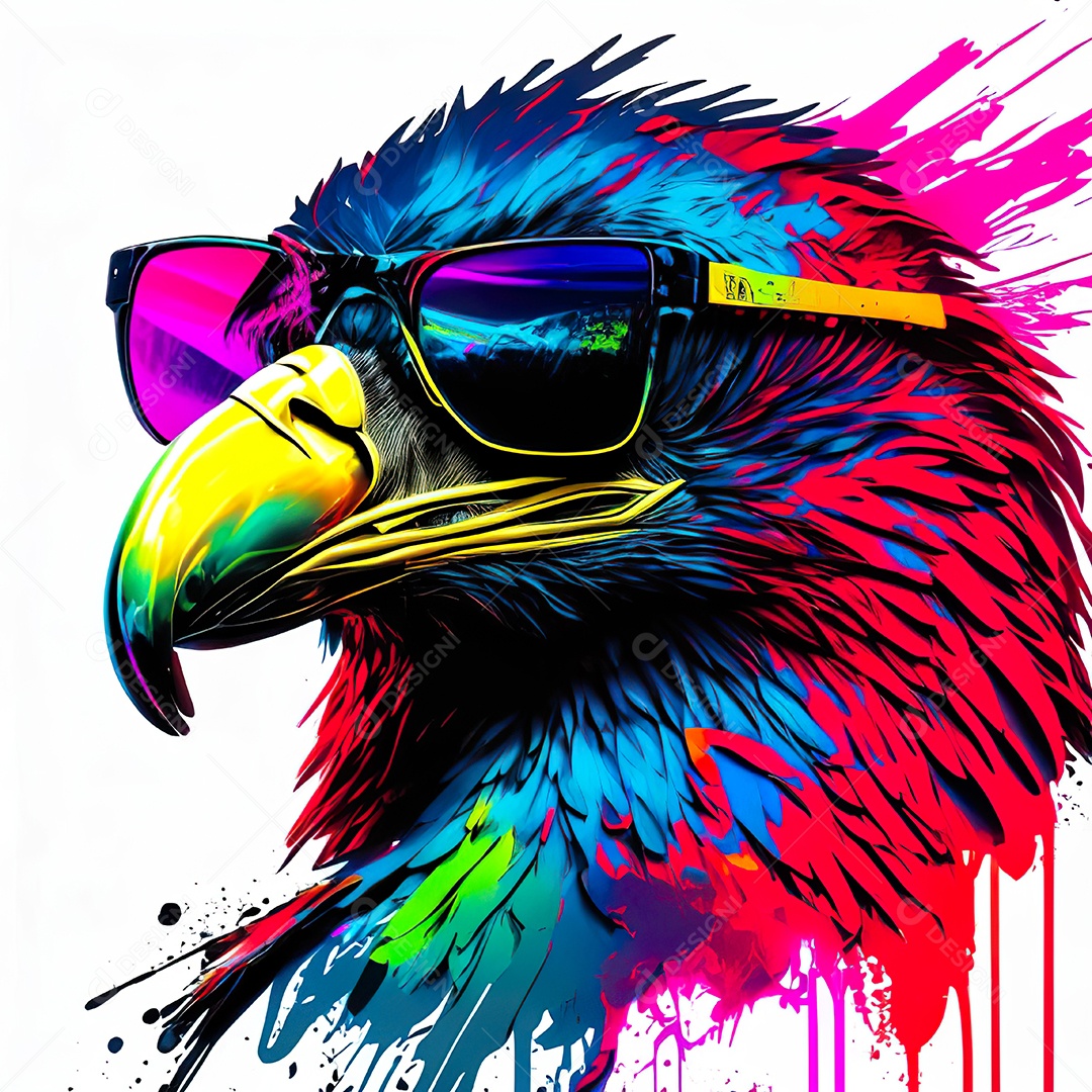 Águia colorida sem fundo está usando um par