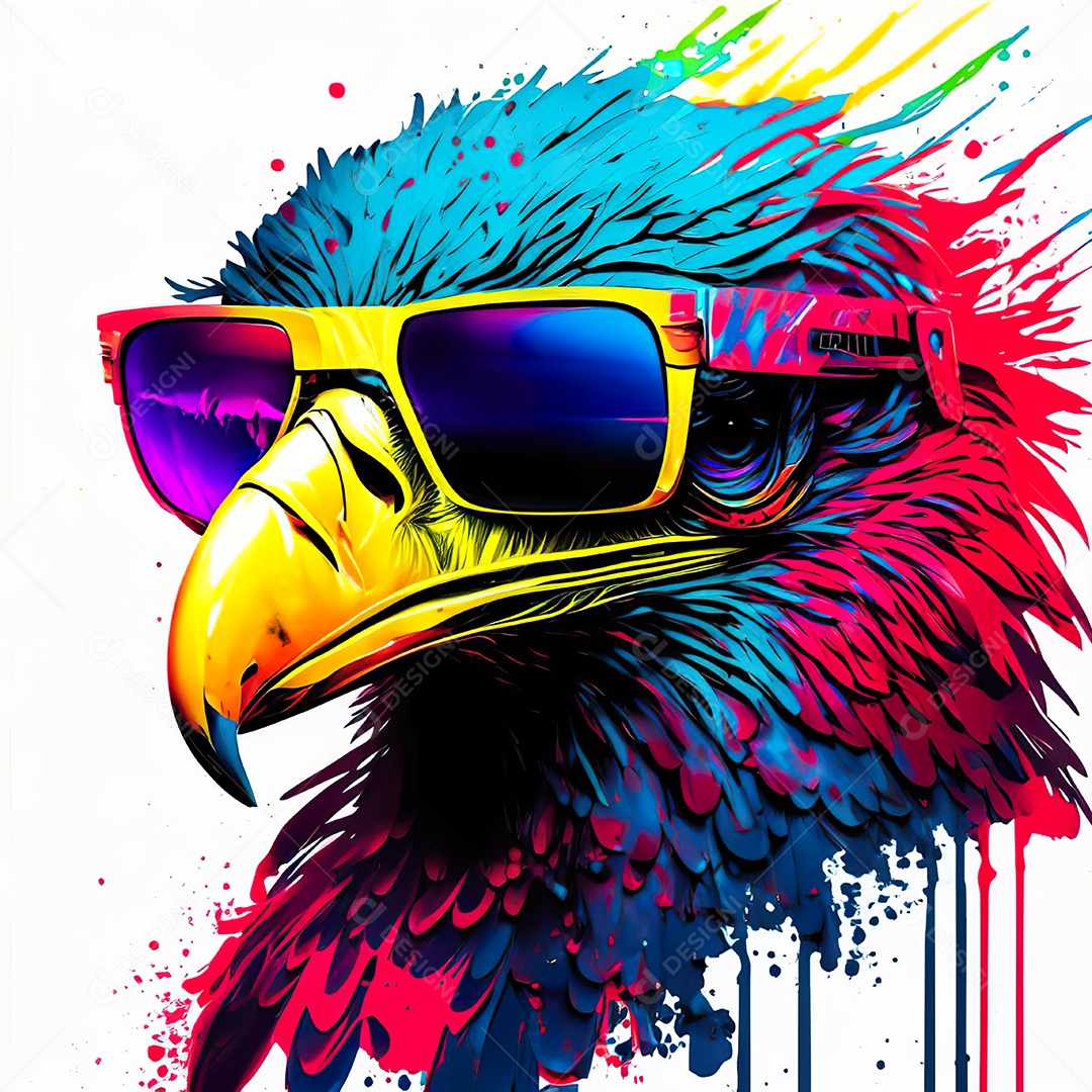 Águia colorida sem fundo está usando um par