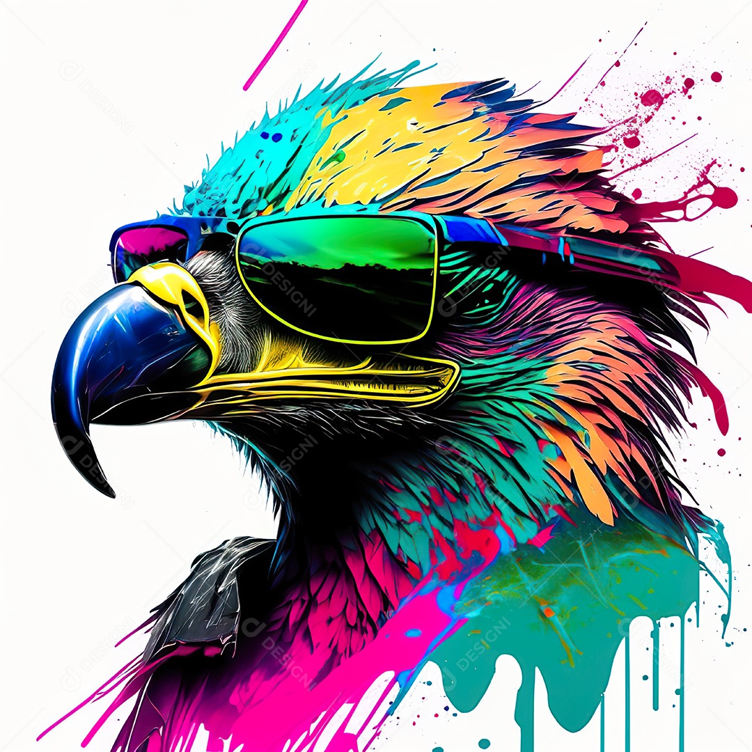 Águia colorida sem fundo está usando um par