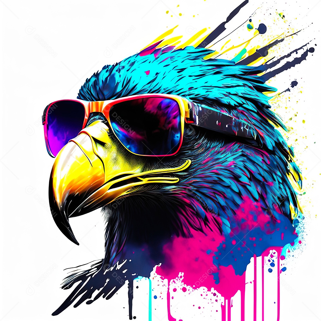 Águia colorida sem fundo está usando um par