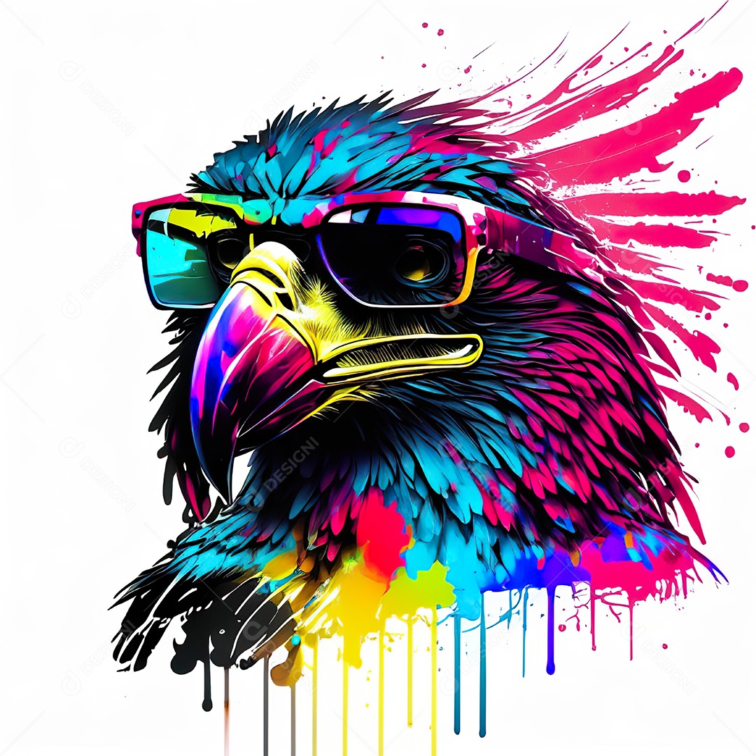 Águia colorida sem fundo está usando um par