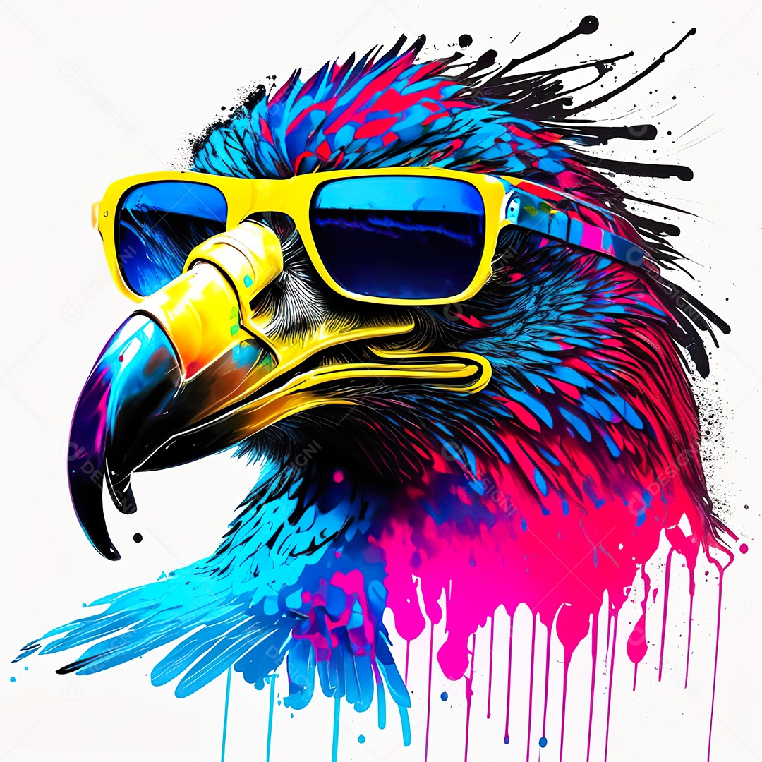 Águia colorida sem fundo está usando um par